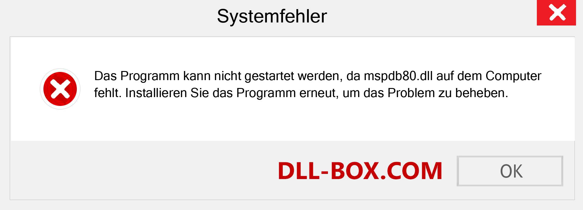 mspdb80.dll-Datei fehlt?. Download für Windows 7, 8, 10 - Fix mspdb80 dll Missing Error unter Windows, Fotos, Bildern